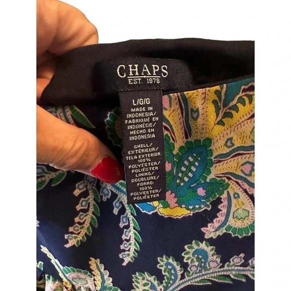 Chaps Women's Blue Multi Floral‎ Print 100% Polyester Pull On Skirt Size L - Picture 3 of 3